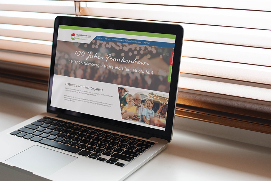 Website der Frankenheim e.G. auf einem Laptop